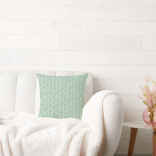 Almofada Design de Linha Geométrica Verde e Branco com Muda