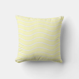 Almofada Design de Linhas Onduladas Amarelo Pastel e Branco