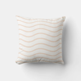 Almofada Design de Linhas Onduladas Pastel Branco e Pêssego