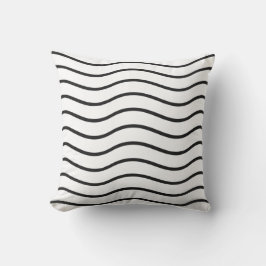 Almofada Design de Linhas Onduladas Pastel Branco e Preto