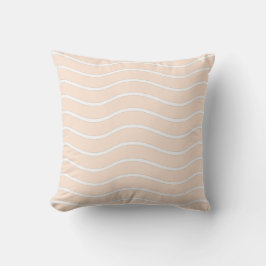 Almofada Design de Linhas Onduladas Rosa e Branco Pastel