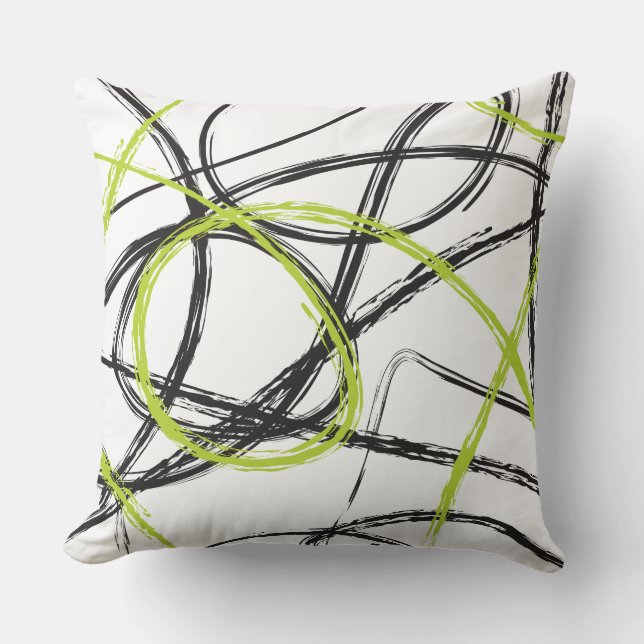 Almofada design de LINHAS PRETAS verdes Travesseiro decorat (Frente)