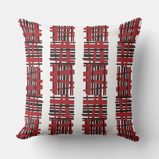 Almofada DESIGN de LINHAS PRETAS VERMELHAS Travesseiro deco (Frente)