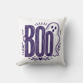 Almofada Design de Linocut de Fantasma Boo de Halloween
