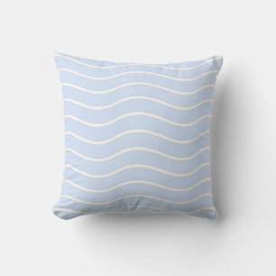 Almofada Design de Listras Onduladas em Azul Bebê Pastel e