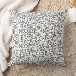 Almofada Design de Mandala Abstrato Preto e Branco Sem Cost