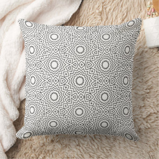 Almofada Design de Mandala Abstrato Preto e Branco Sem Cost