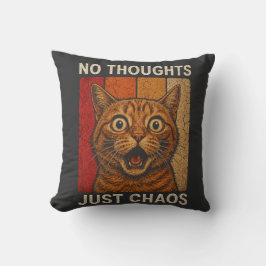 Almofada Design de Meme de Gato Laranja Caos Sem Pensamento