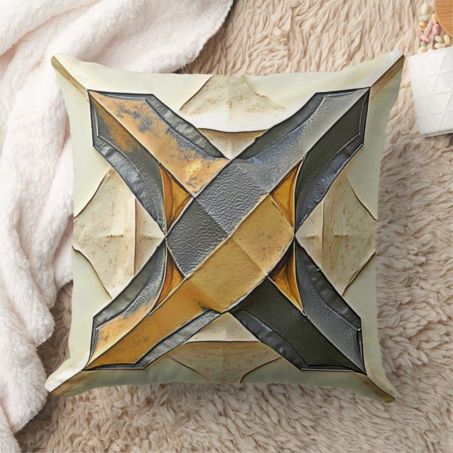 Almofada Design de Metal Dourado Abstrato (Cobertor)