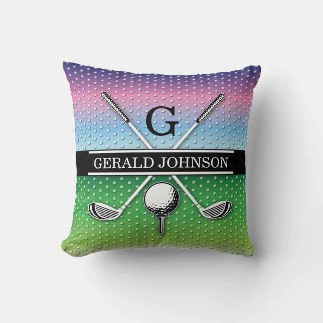 Almofada Design de Monograma de Golfe Elegante (Frente)