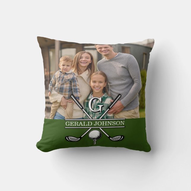Almofada Design de Monograma Elegante De Golfe Personalizad (Frente)