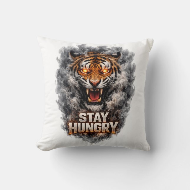 Almofada Design de Motivação Stay Hungry Tiger (Frente)