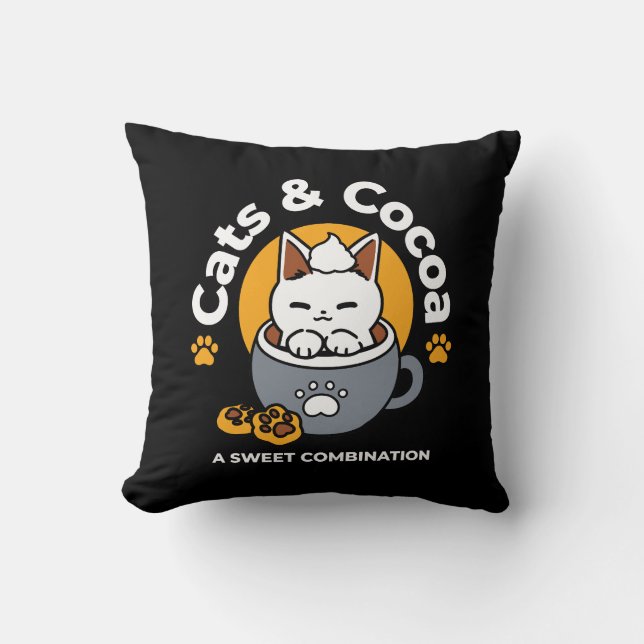 Almofada Design de Mug Feriado com Cozy Cat e Cookies de Pa (Frente)