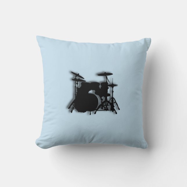 Almofada Design de Música de Bateria Azul (Frente)