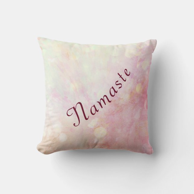 Almofada design de Namaste Rosa bonito (Frente)