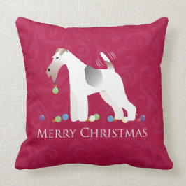 Almofada Design de Natal da Fox Terrier Silhouket