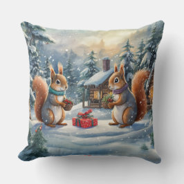 Almofada Design de Natal De Esquilo Por Rich AMeN Gill