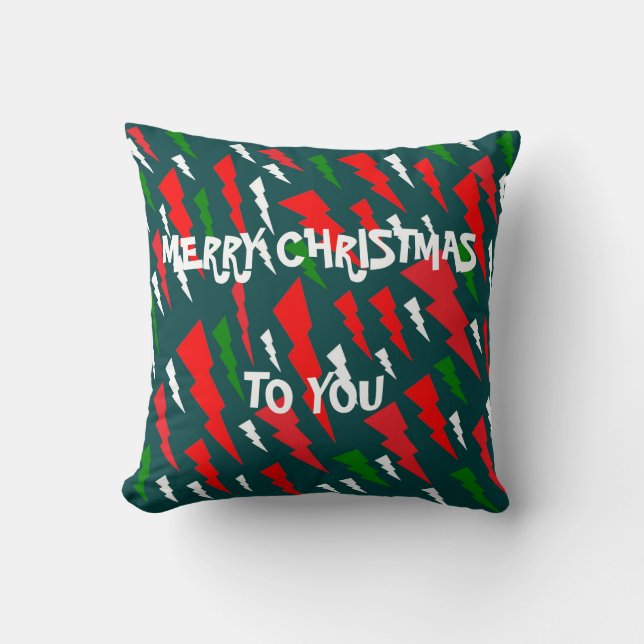 Almofada Design de Natal dois tons verde mais branco vermel (Frente)