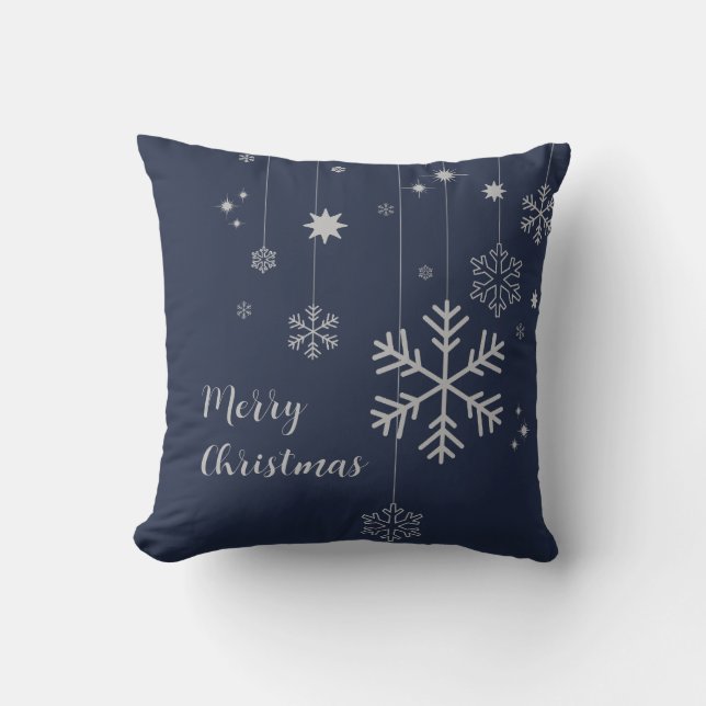 Almofada Design de Natal mínimo com flocos de neve (Frente)