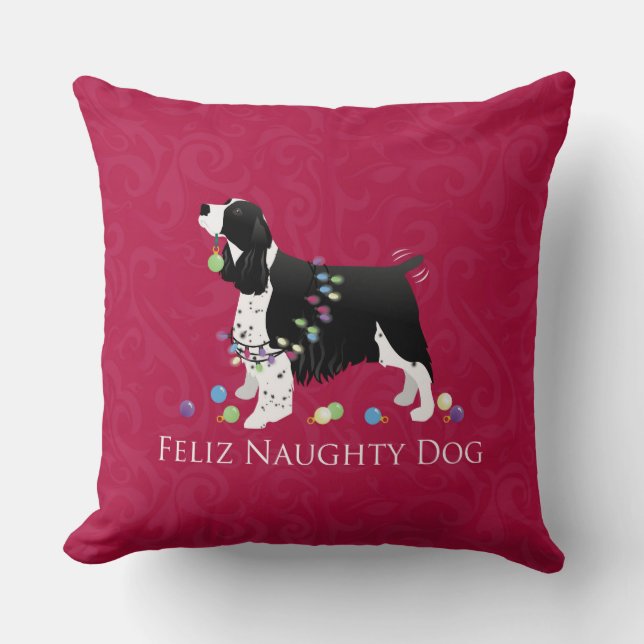 Almofada Design de Natal Springer Spaniel (Frente)