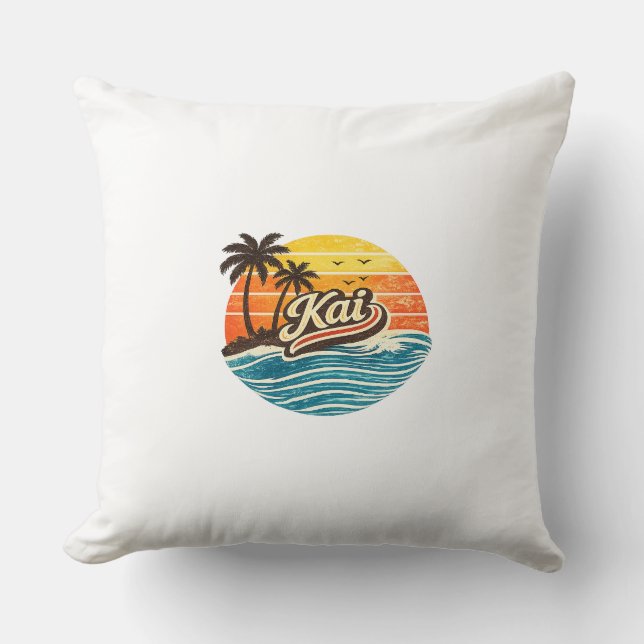 Almofada Design de Nome Kai Retro Sunset (Frente)