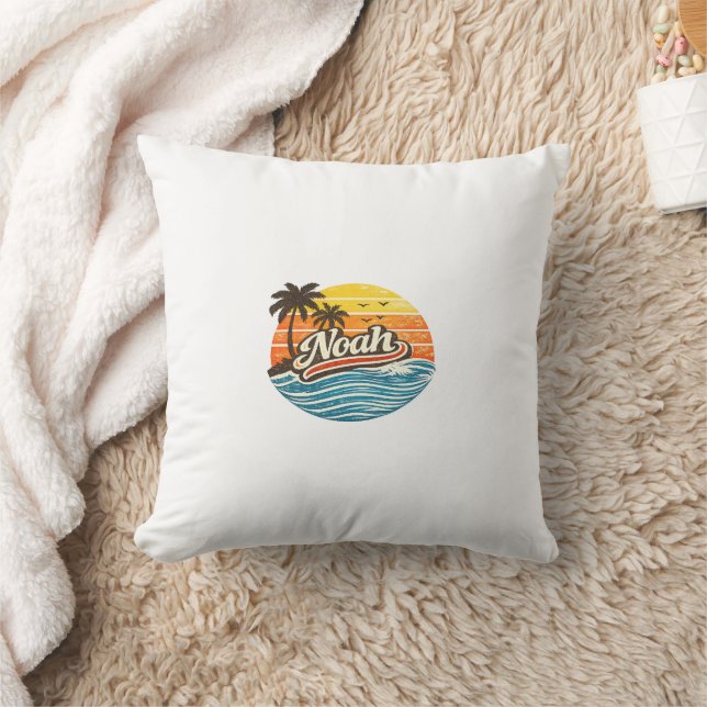 Almofada Design de Nome Noah Retro Sunset (Cobertor)