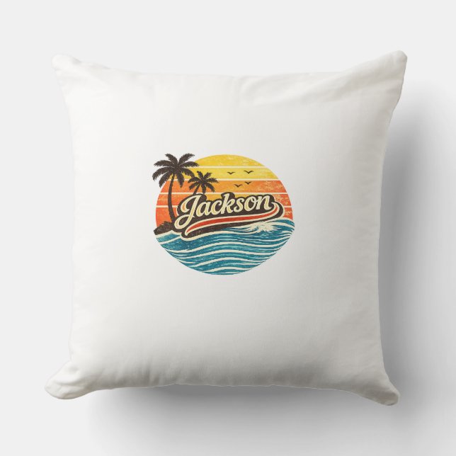Almofada Design de Nome Retro Pôr do Sol Jackson (Frente)