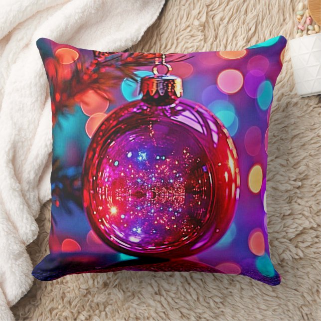 Almofada Design de Ornamento de Natal Neon Vibrante (Cobertor)