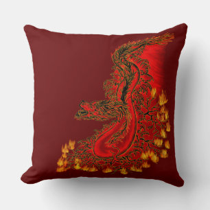 Almofada Design de ouro e vermelho do Dragão da China