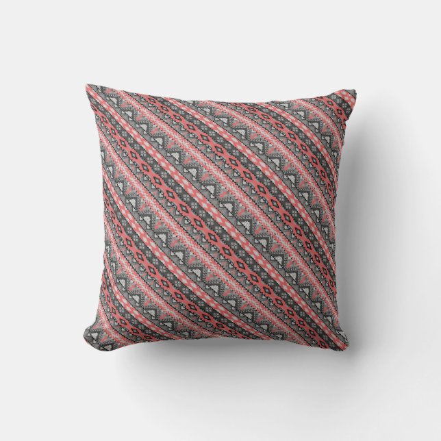Almofada Design de padrão aztec de cinza branca (Frente)