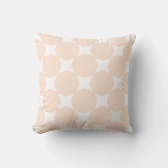 Almofada Design de padrão de estrela pastel e branco pêsseg (Frente)