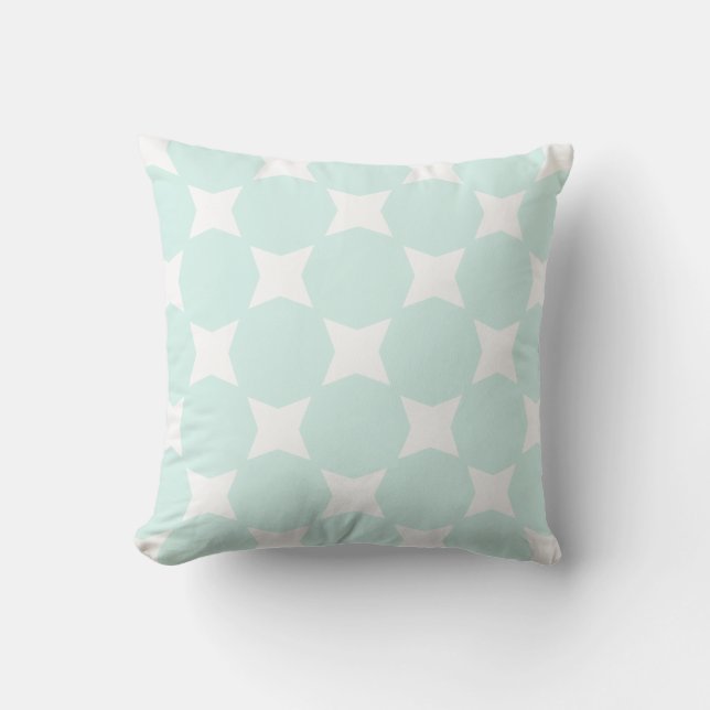 Almofada Design de padrão de estrela verde ciano suave past (Frente)