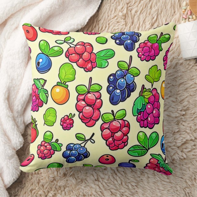Almofada Design de Padrão de Fruta de Berry (Cobertor)