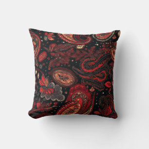 Almofada Design de Padrão de Paisley Vermelho Bold e Belo