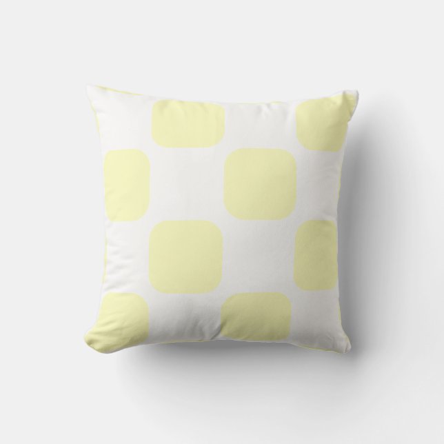Almofada Design de Padrão Pastel Amarelo e Branco Suave em  (Frente)