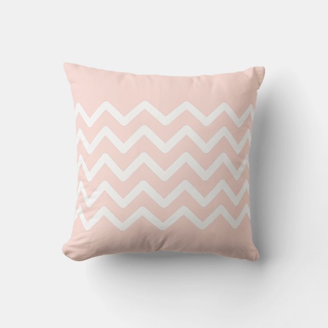 Almofada Design de padrão ziguezague em rosa pastel e branc (Frente)