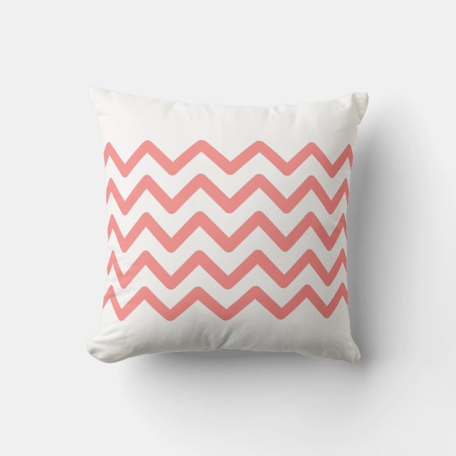 Almofada Design de padrão ziguezague pastel branco e rosa (Frente)