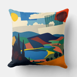 Almofada Design de Paisagem Colorida