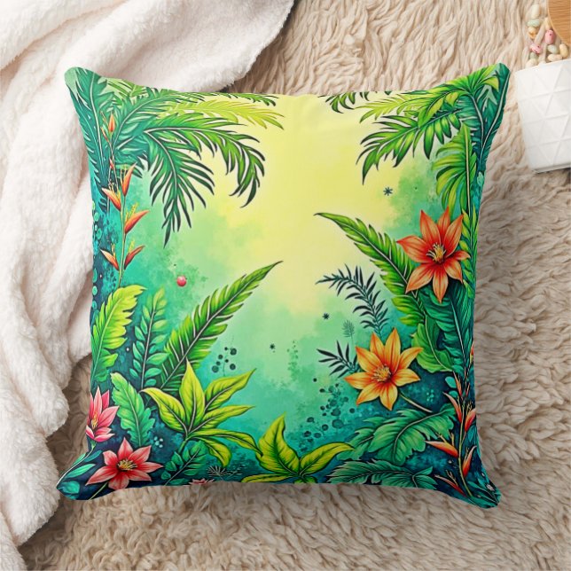 Almofada Design de Paraíso Tropical Jungle Lush (Cobertor)
