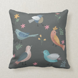 Almofada design de pássaros Bonito e flores