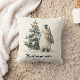 Almofada Design de Pinguim de Inverno “Melhor Mãe de Todos