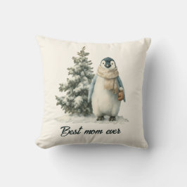 Almofada Design de Pinguim de Inverno “Melhor Mãe de Todos