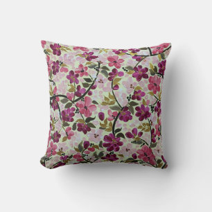 Almofada Design de pintura floral magenta e rosa