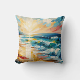 Almofada Design de pôr do sol na praia de arte moderna