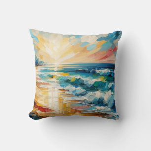 Almofada Design de pôr do sol na praia de arte moderna