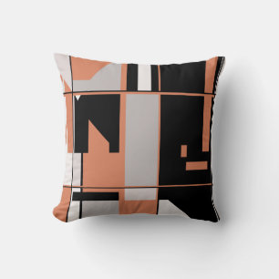 Almofada Design de retalhos em laranja de salmão, preto e C