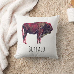 Almofada Design de Retrato de Buffalo para Bison ou Animal