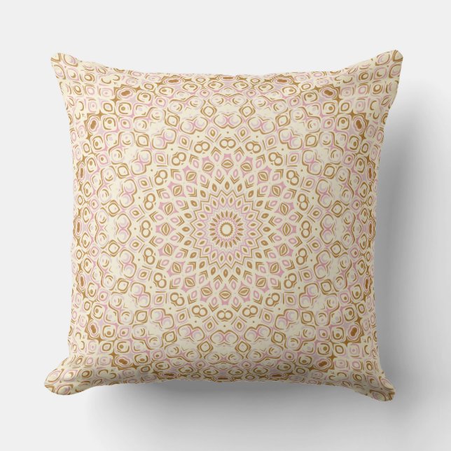 Almofada Design de Simetria Moderna Rosa e Dourado (Frente)