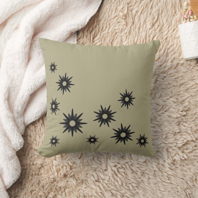 Almofada Design de Starburst Verde e Preto Sage (Cobertor)