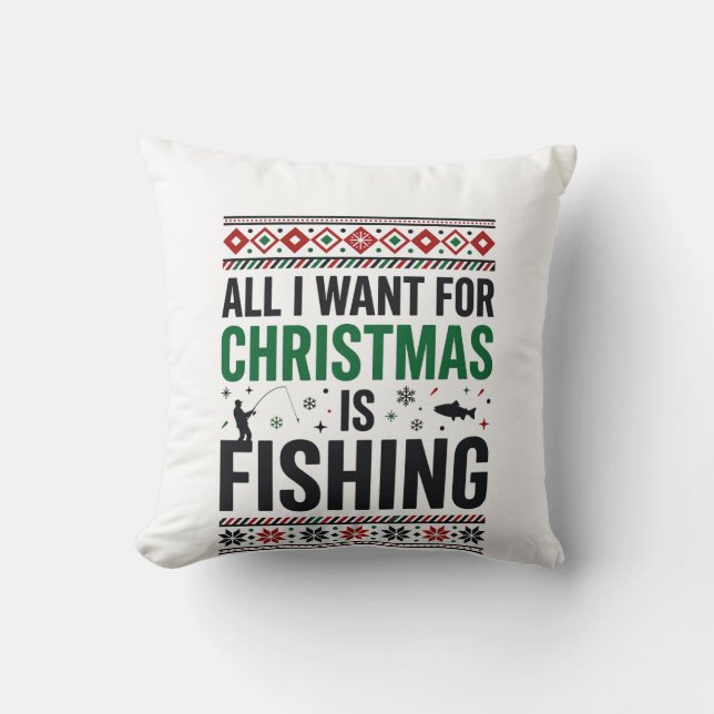 Almofada Design de Suéter Feio de Pesca de Natal (Frente)
